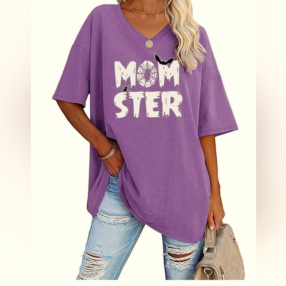 New  Women's Oversized T Shirts Tees Half Sleeve V Neck Comfy Cozy Cotton Tunic